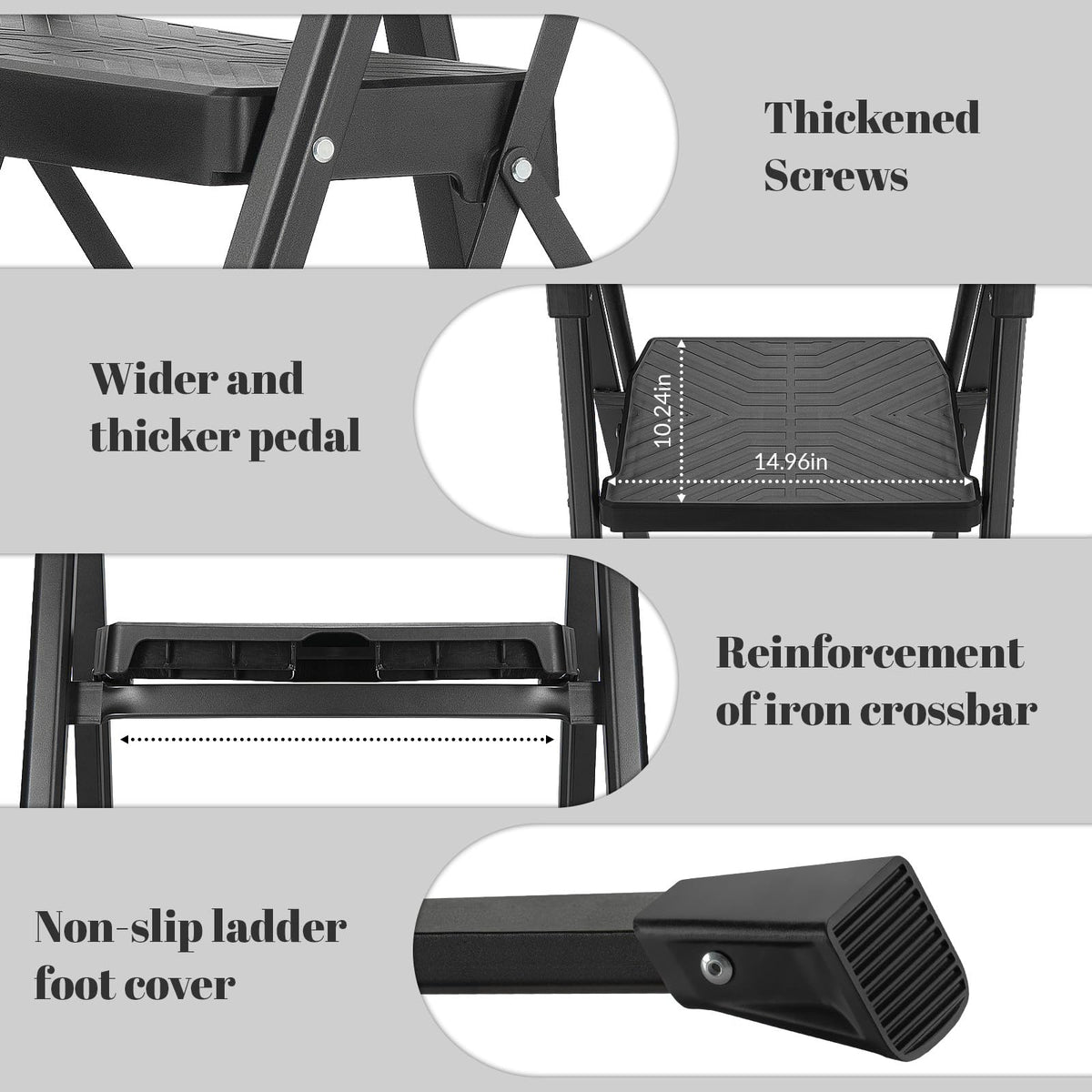 3 Step Steel Stool with Handrail & Tool Tray L6493
