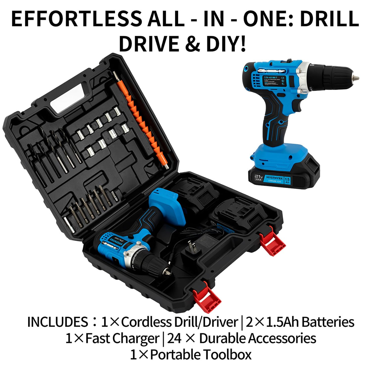 21V Max Cordless Drill Driver Kit with 2 Batteries R471