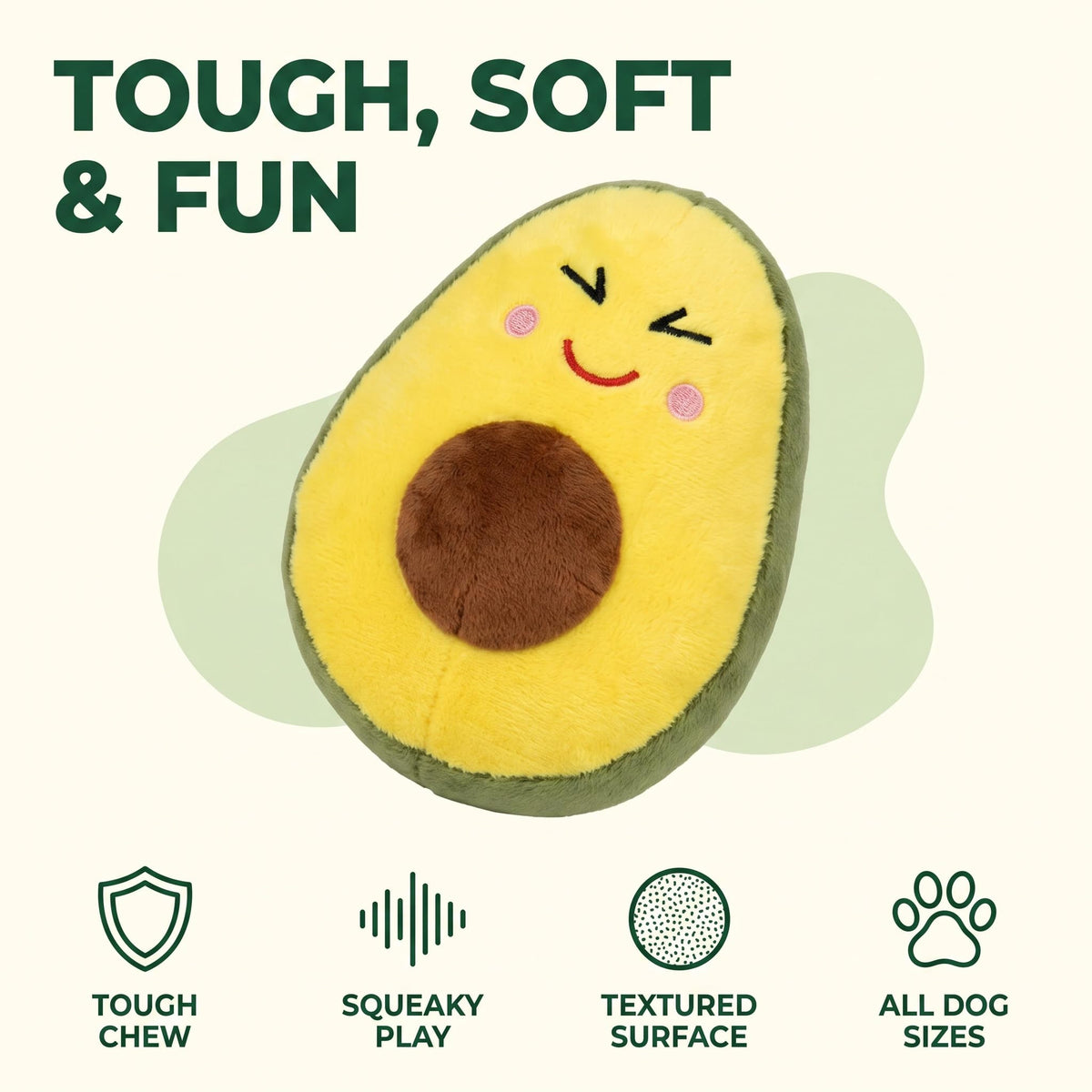 Squeaky Plush Avocado Dog Chew Toy H376675