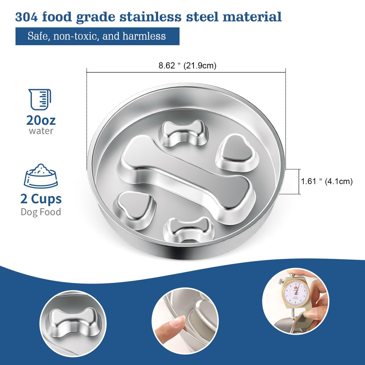 Stainless Steel Non-Slip Slow Feeder Dog Bowl D247108