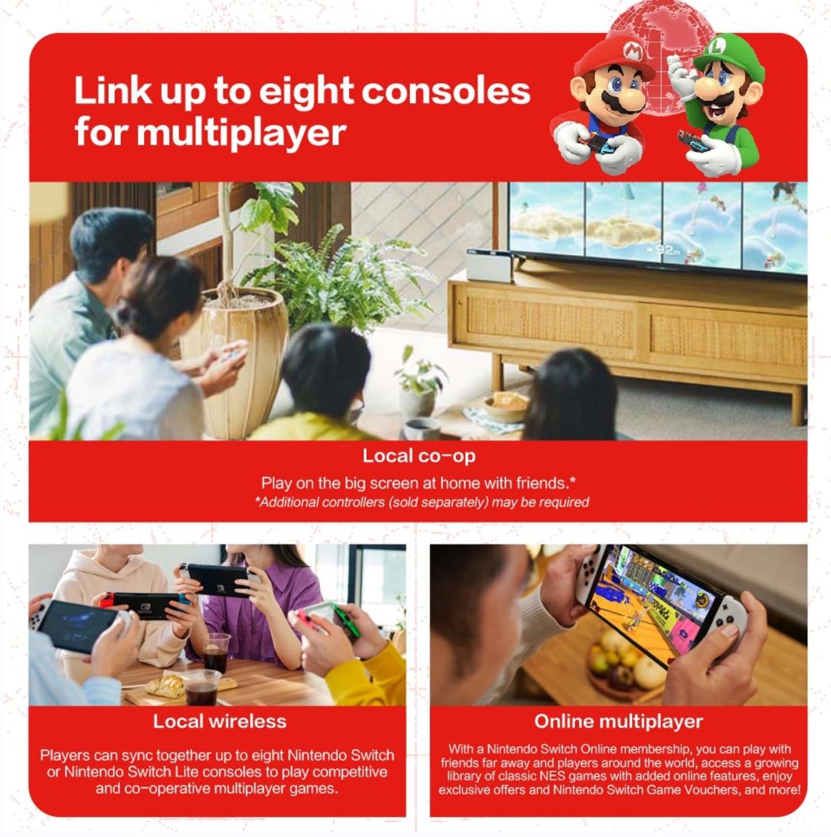 Nintendo Switch OLED Model with Neon Blue and Neon Red Joy-Con and 32GB Micro SD Card E357