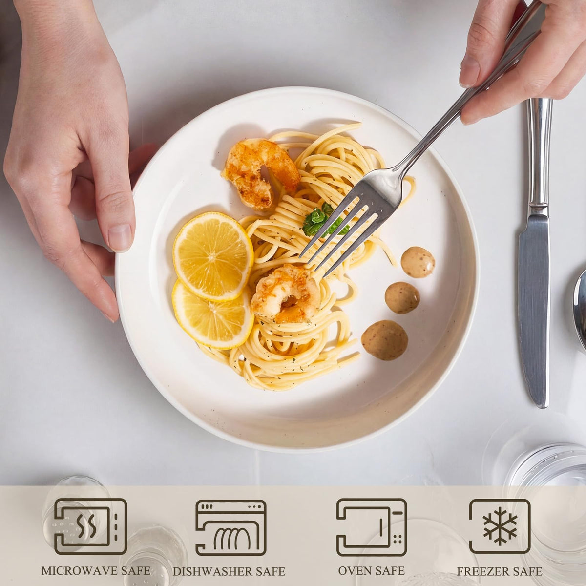 White Pasta Bowls Set of 4 U858
