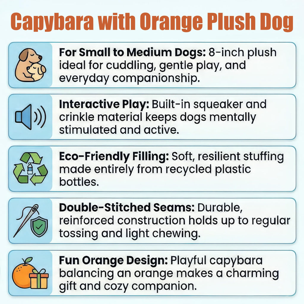 Soft Stuffed Squeaky Crinkle Capybara Dog Toy 8 Inch H27417