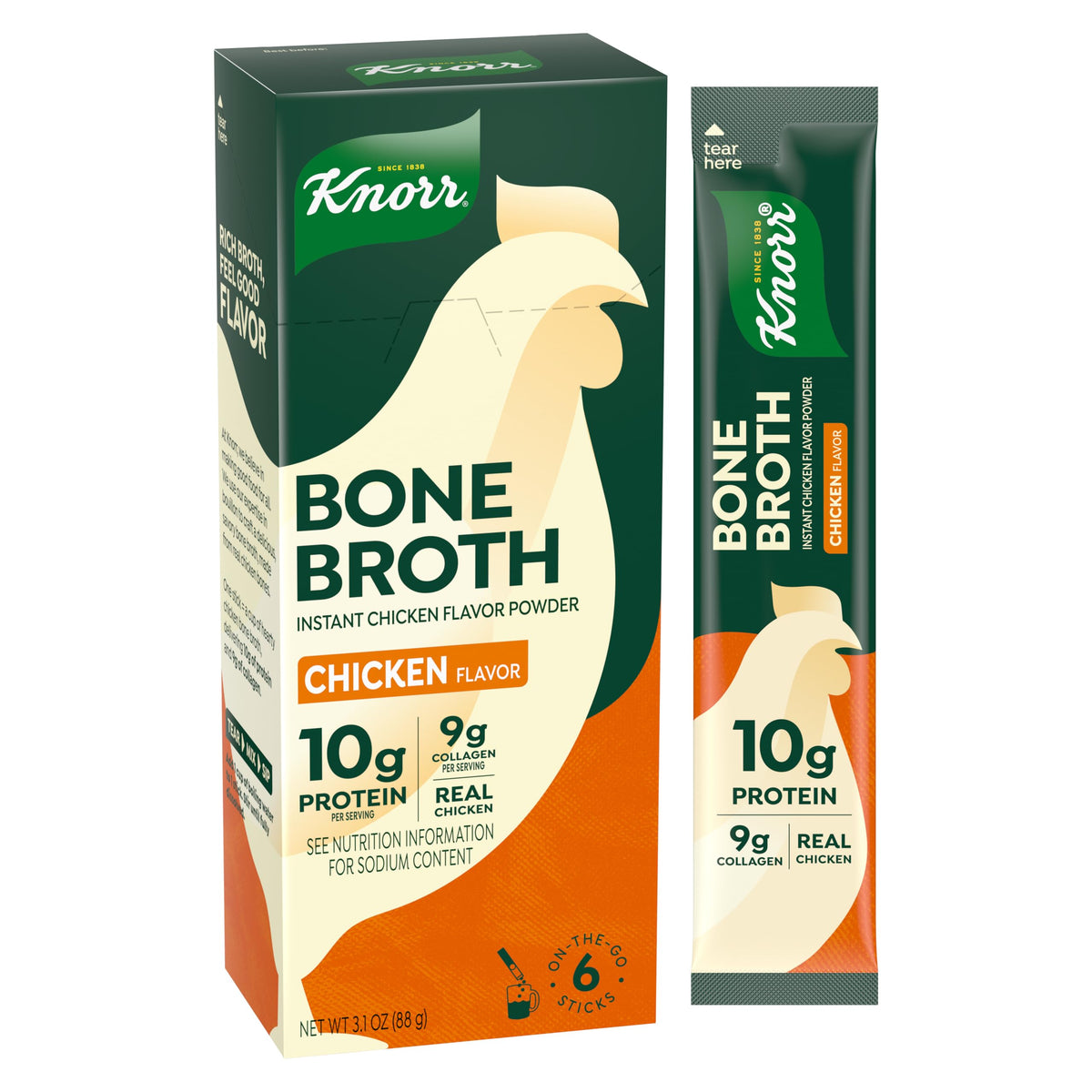 Chicken Bone Broth Instant Powder Mix Packets, 6 Count K908172