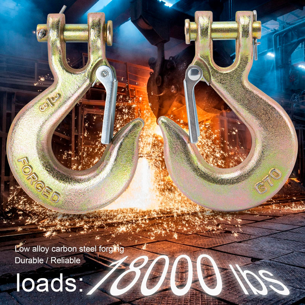 3/8 Chain Hooks with Safety Latch, 10 Pack K6091