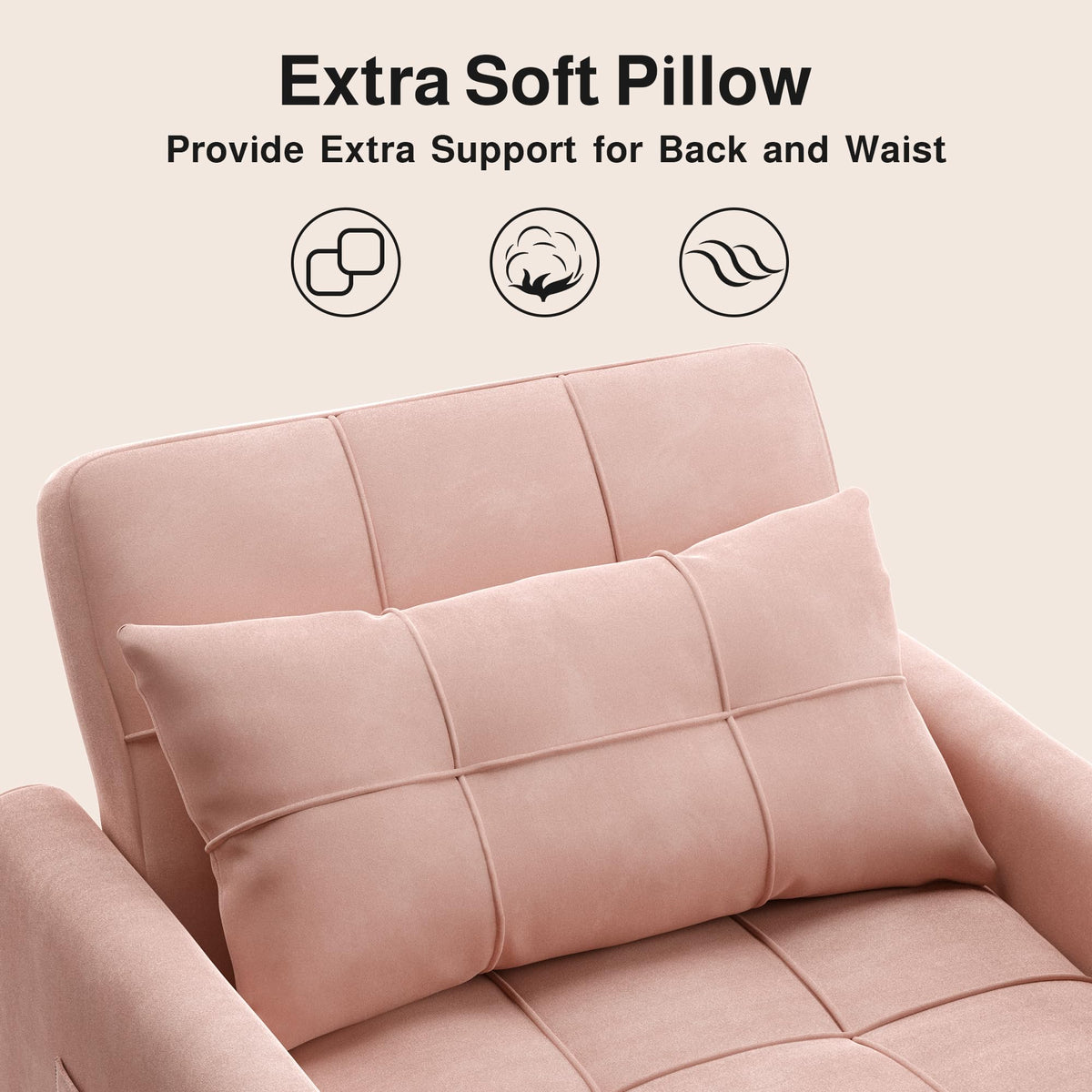 Pink Convertible Sleeper Chair Sofa Bed G25602
