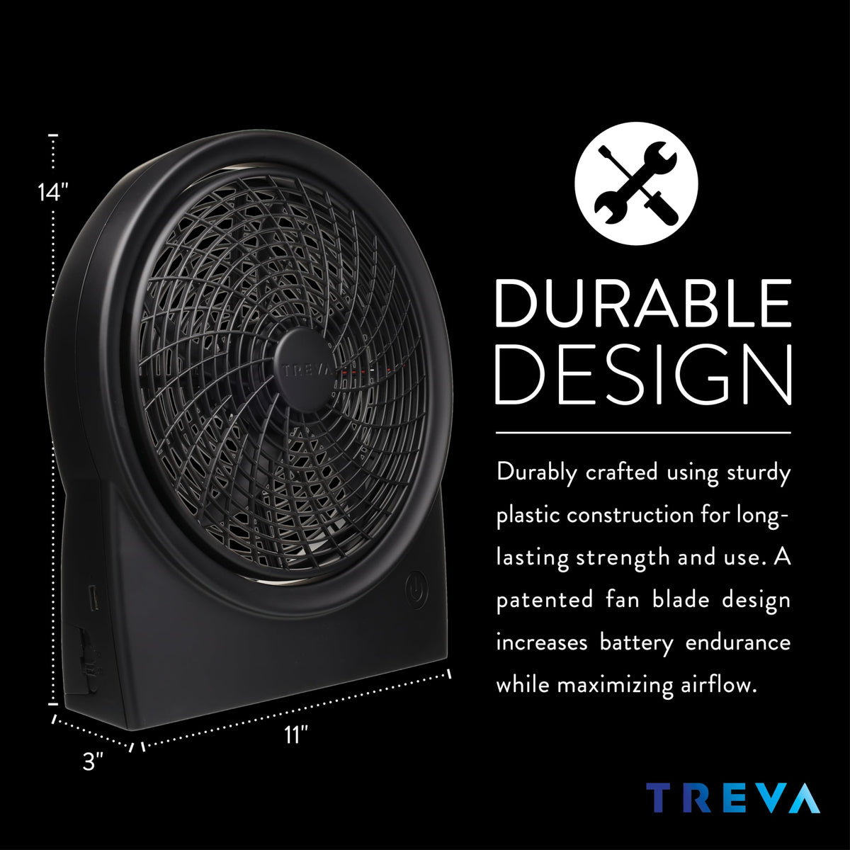 Rechargeable Battery Powered 3-Speed Personal Fan A300