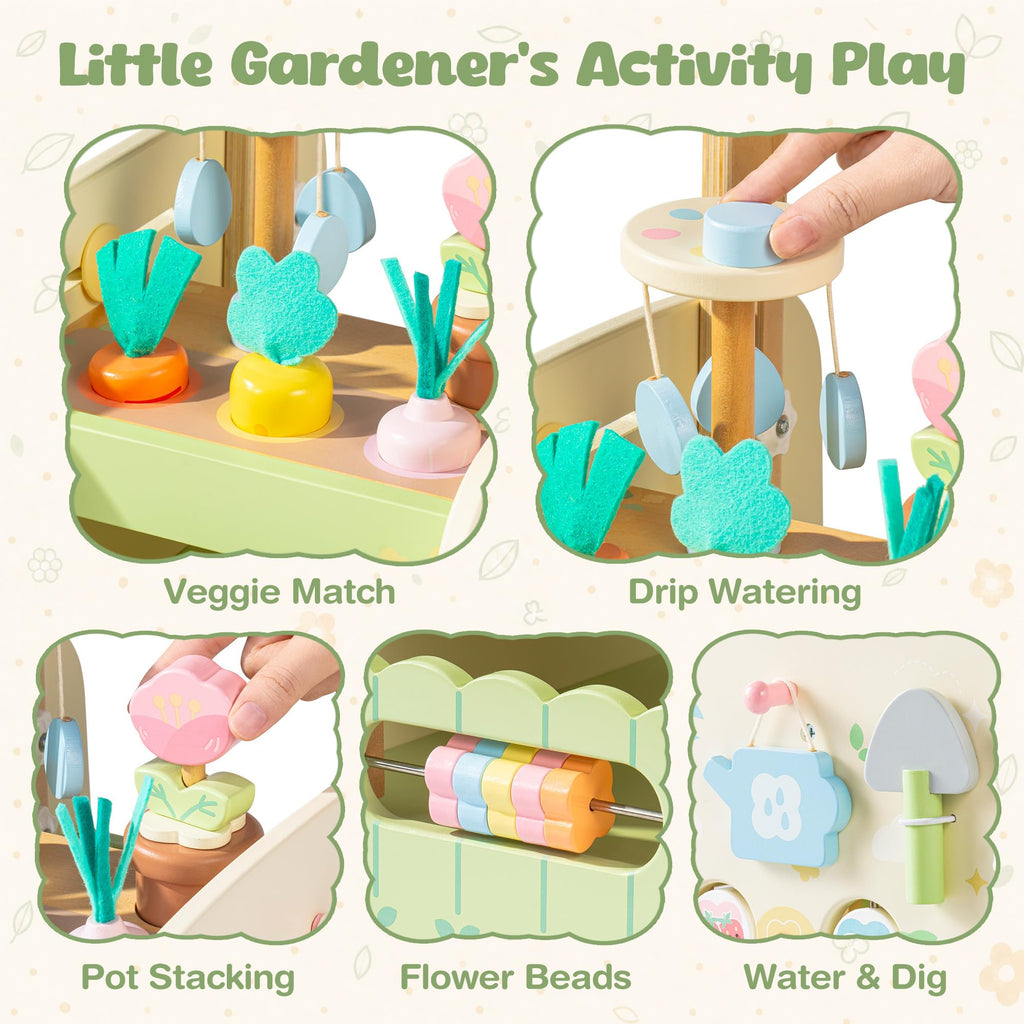Wooden Baby Walker, 10-in-1 Activity Center Toys, Green K888405