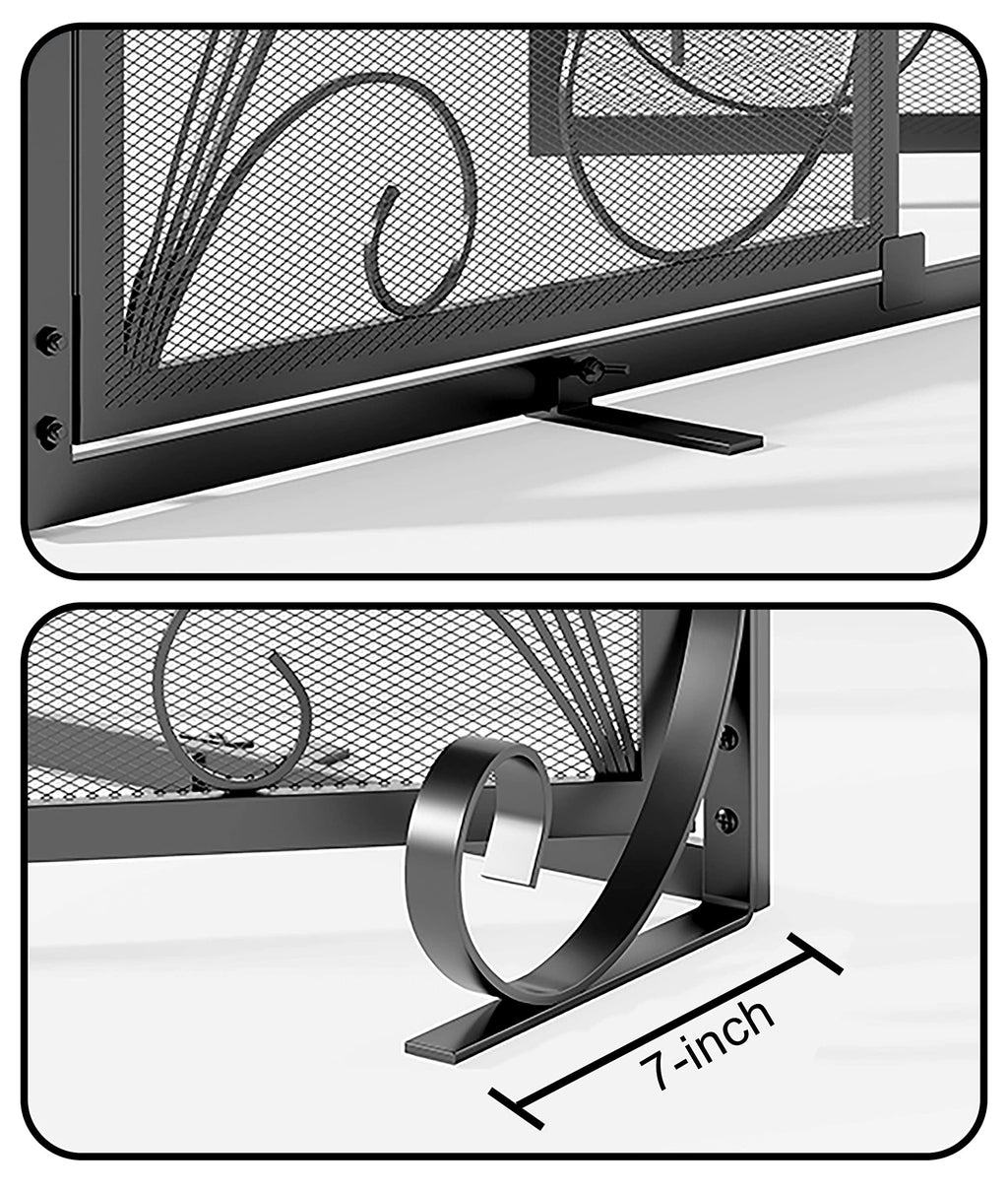 Fireplace Screen Steel Mesh Spark Guard 35" L x 28" H A9088