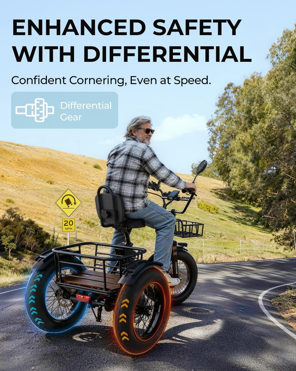 750W Folding Fat Tire Electric Tricycle with Basket K17642