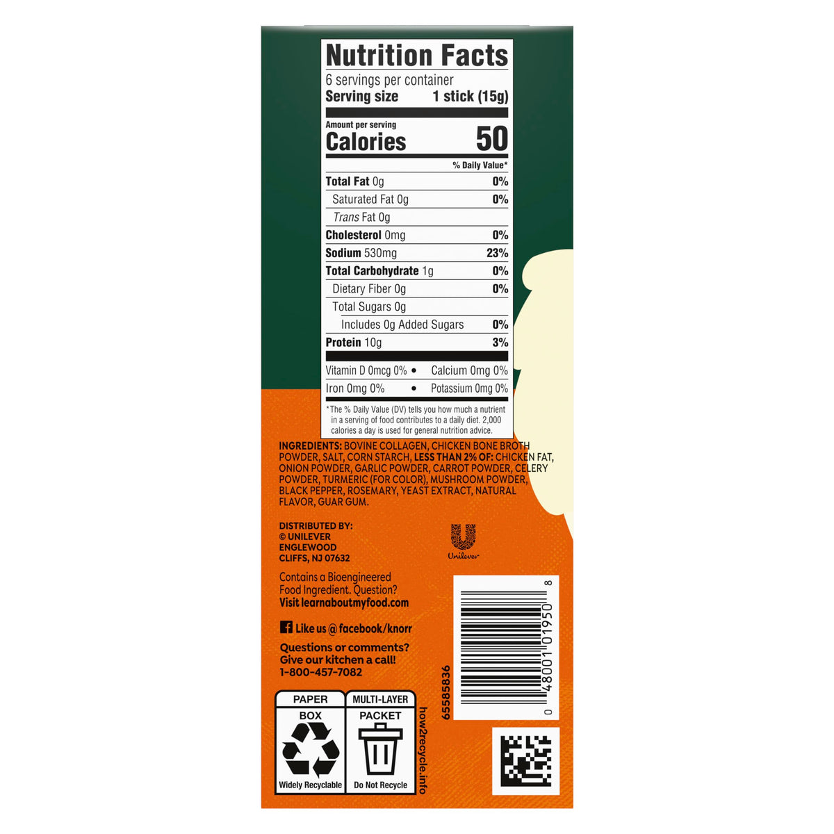 Chicken Bone Broth Instant Powder Mix Packets, 6 Count K908172
