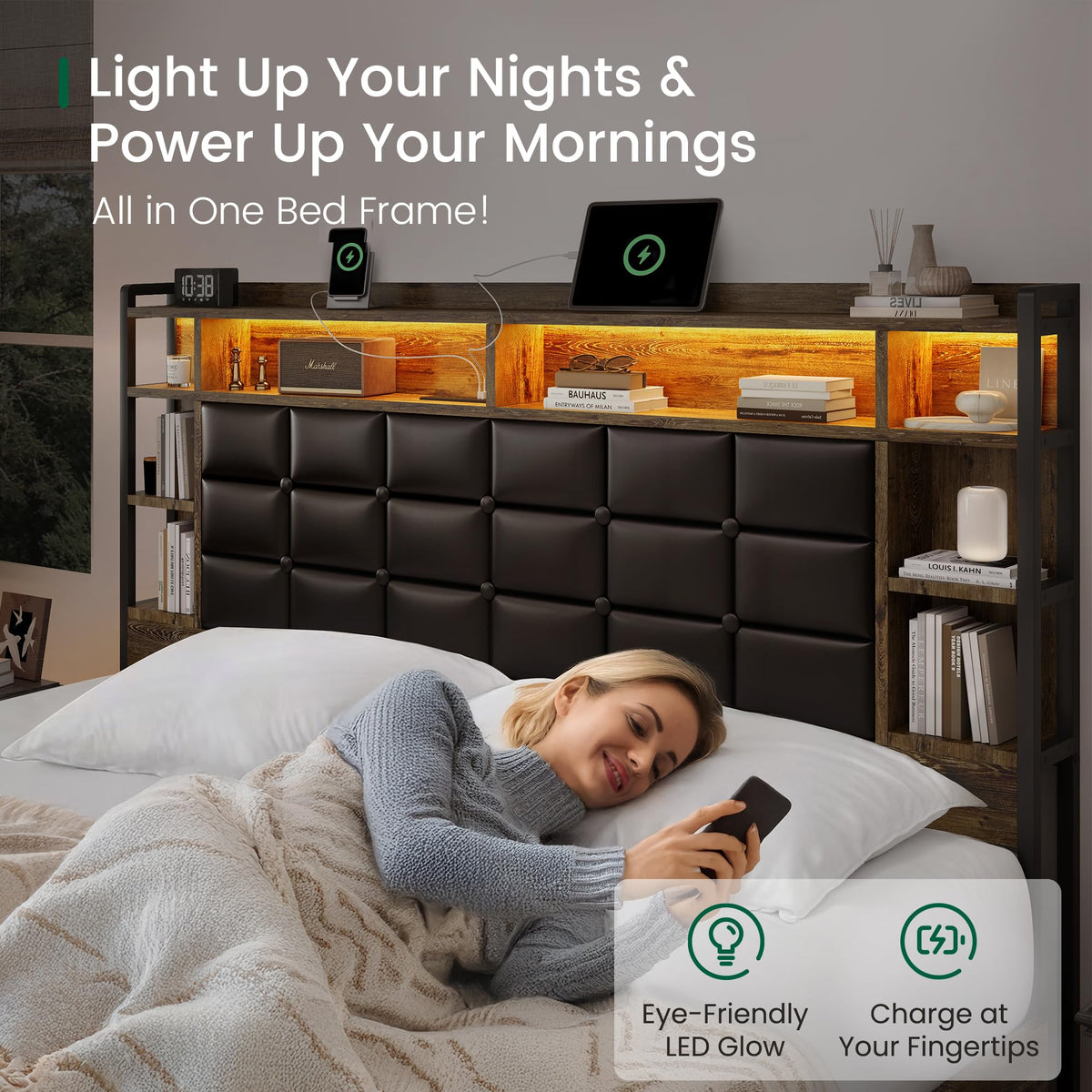 Queen Size Wooden Bed Frame with Storage Drawers U159