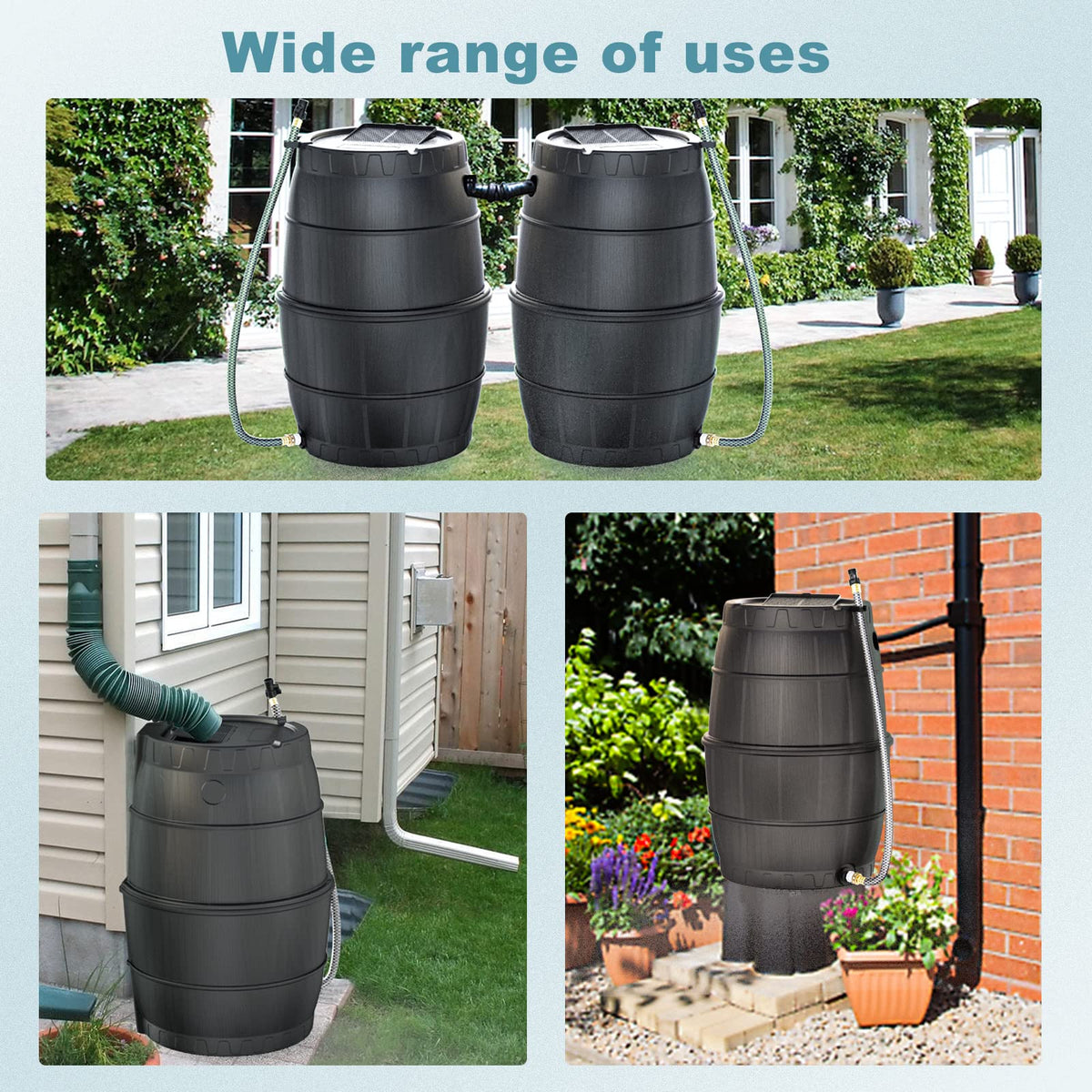 50 Gallon BPA Free Rainwater Collection Barrel with Water Diverter S5610
