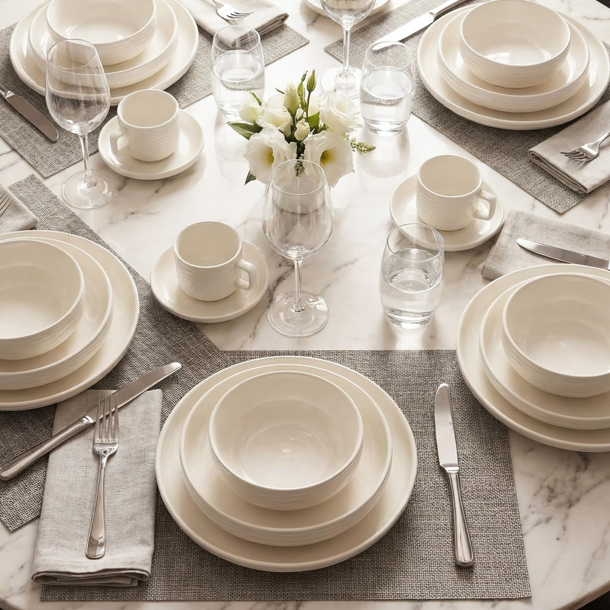 White Pasta Bowls Set of 4 U858