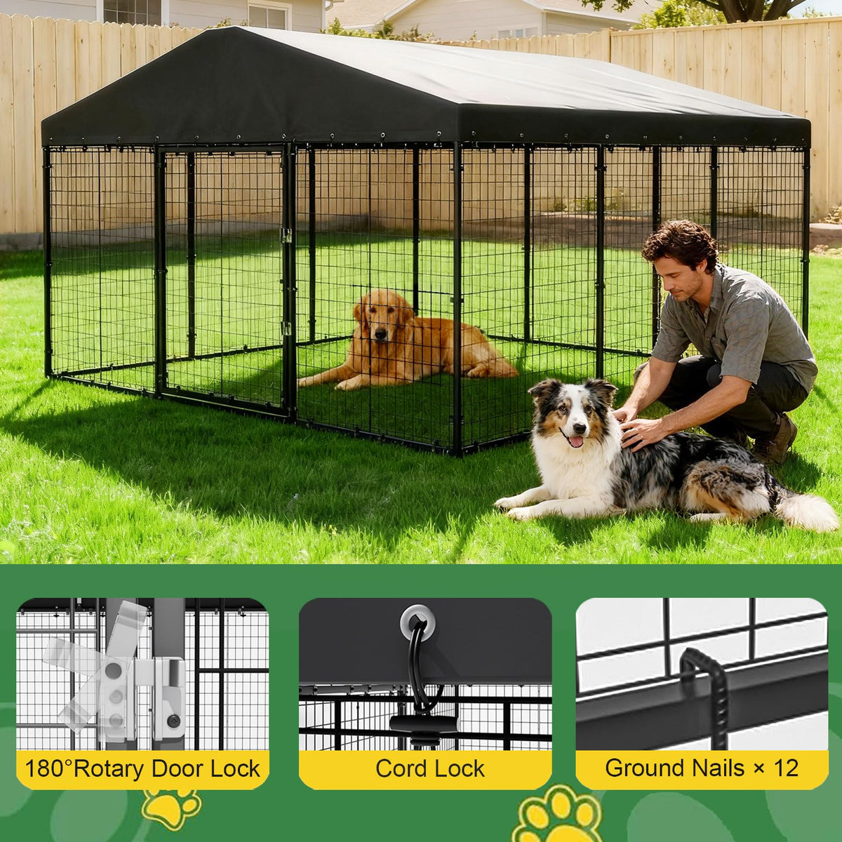 10 x 10 x 6 FT Outdoor Dog Kennel A9335