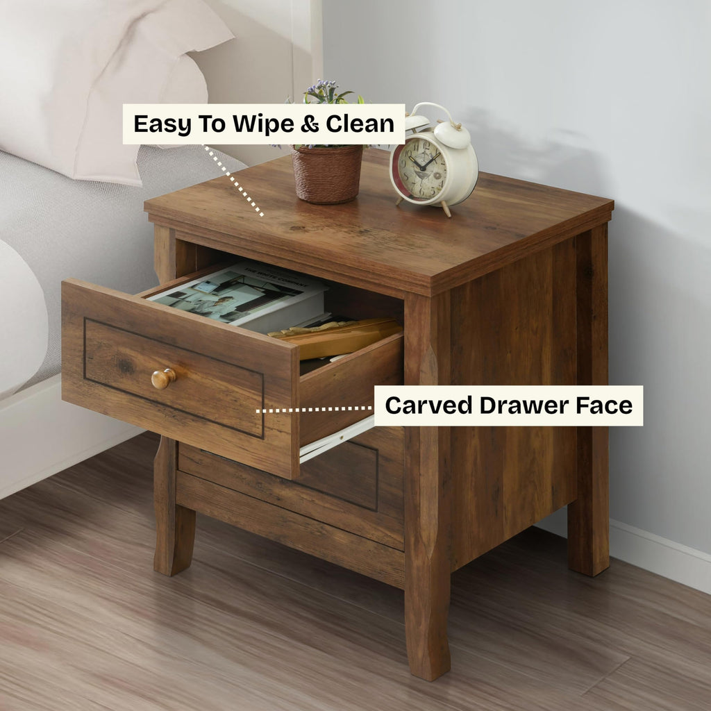 2 Drawer Wood Nightstand Set of 2 D82680