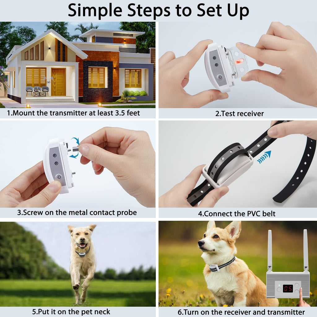 Electric Wireless Dog Fence System with Waterproof Rechargeable Collar S408279