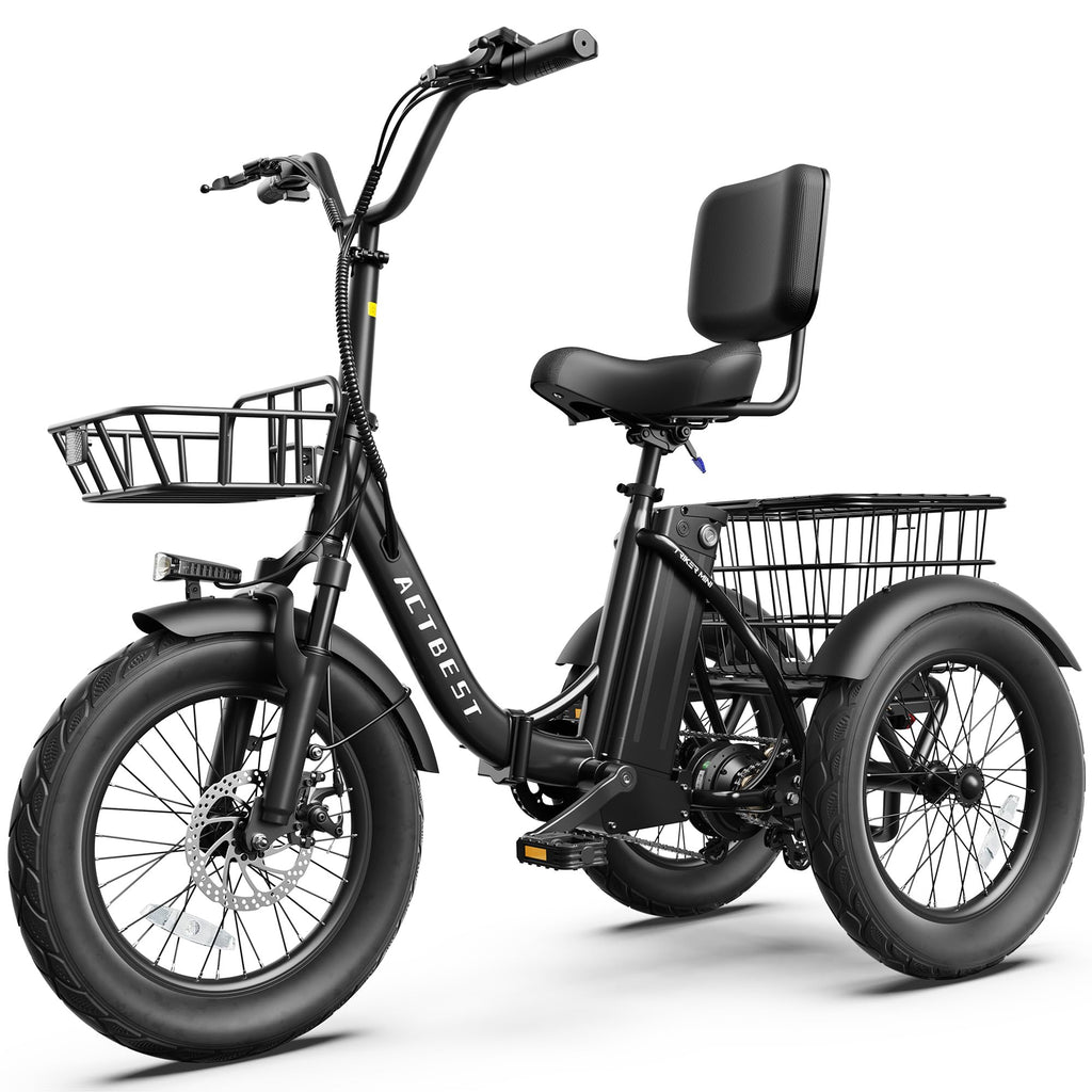 Electric Tricycle for Adults, 18"x3.0" Folding Step-Thru E Trike with 1200W Brushless Motor 48V 499.2Wh Removable Battery I313093