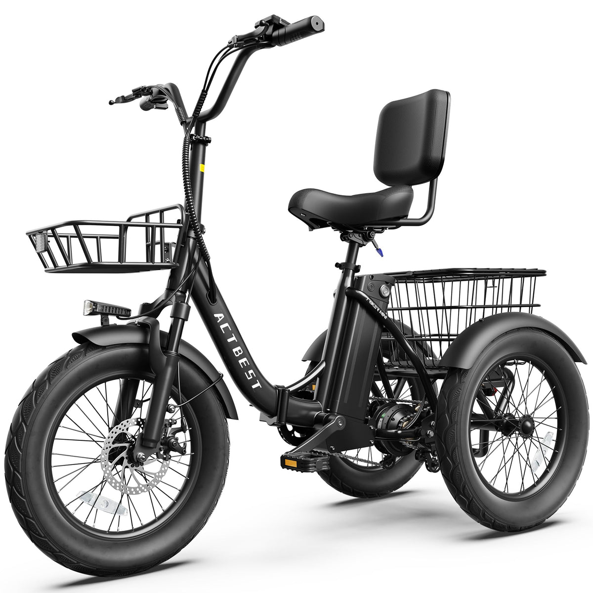 Electric Tricycle for Adults, 18"x3.0" Folding Step-Thru E Trike with 1200W Brushless Motor 48V 499.2Wh Removable Battery I313093
