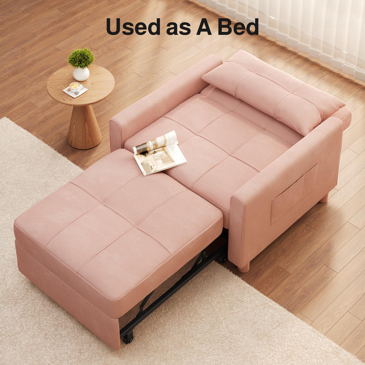 Pink Convertible Sleeper Chair Sofa Bed G25602