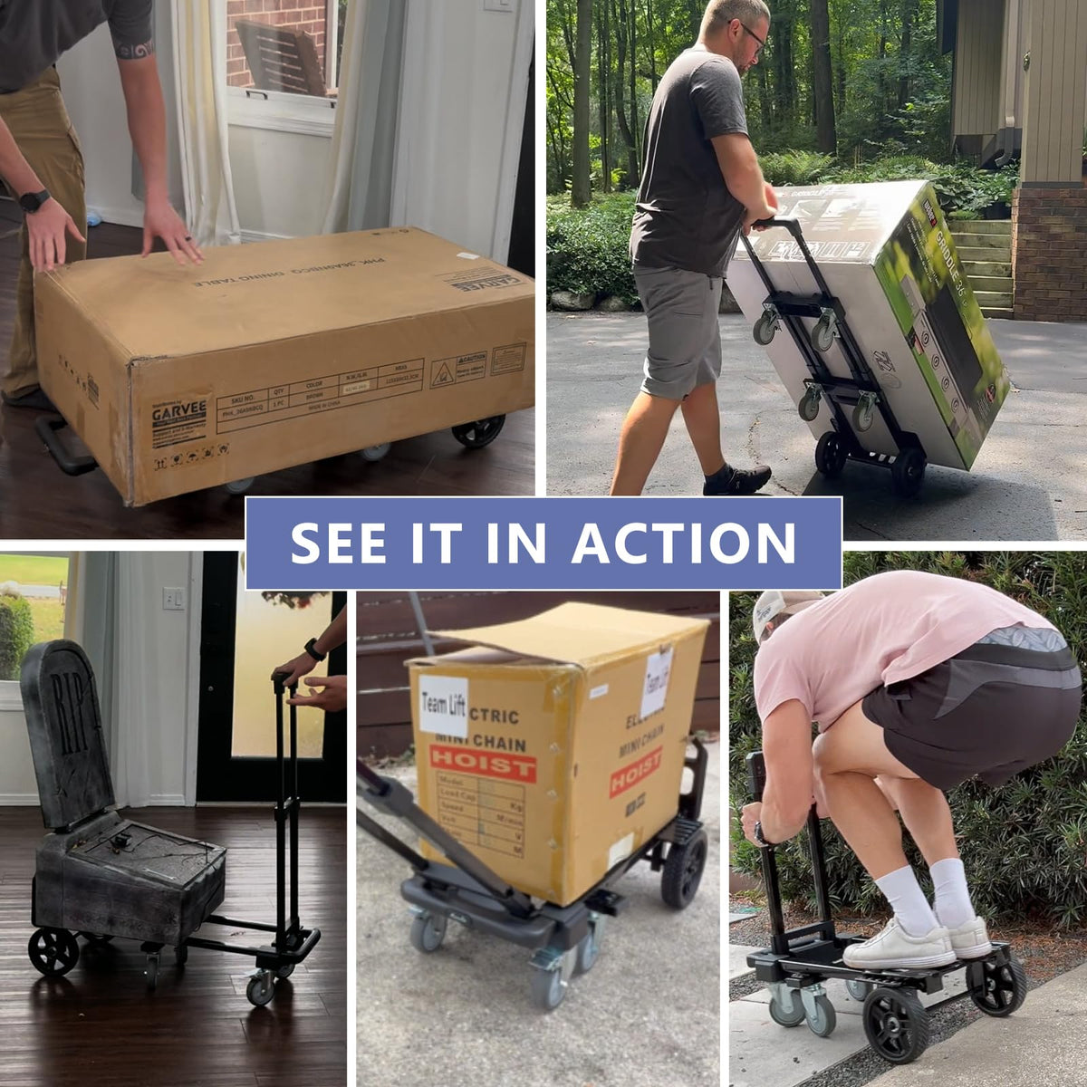 3-in-1 Convertible Dolly Cart 600LB Hand Truck with 6 Wheels O35230