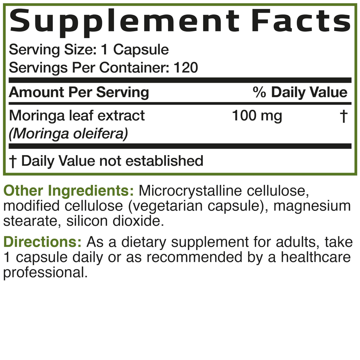 Moringa Oleifera 120 Count Capsules Y206