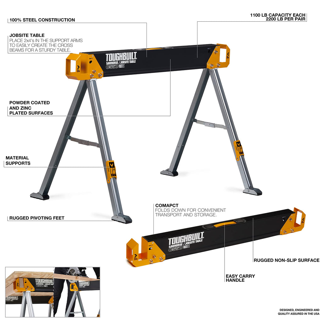 Folding Sawhorse & Jobsite Table 2-Pack B53170