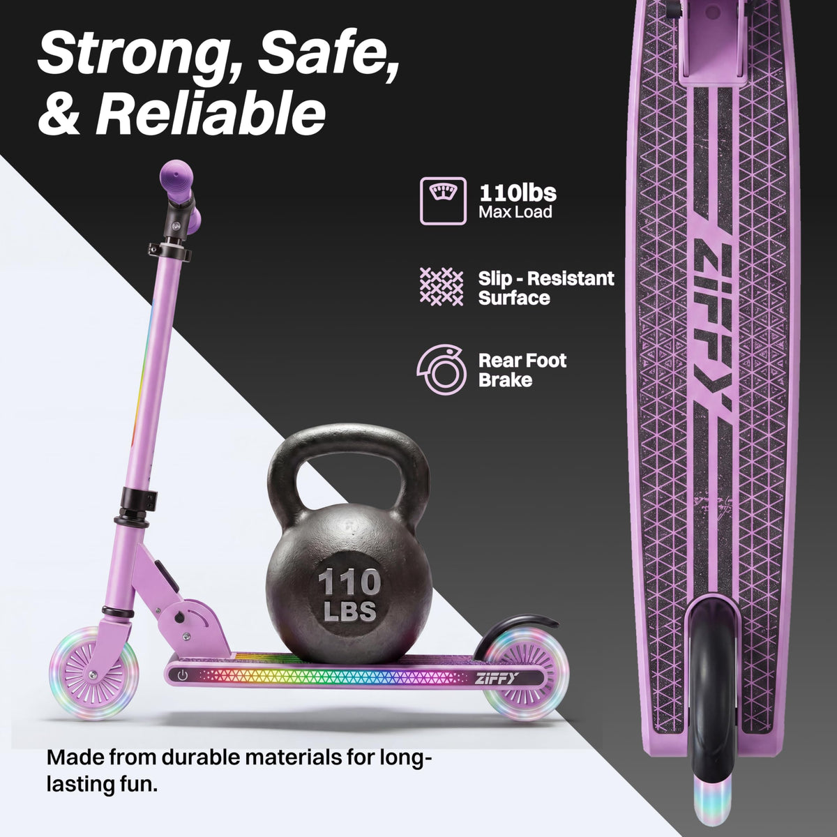 Light Up 2 Wheel Foldable Kids Kick Scooter with Adjustable Height C8322