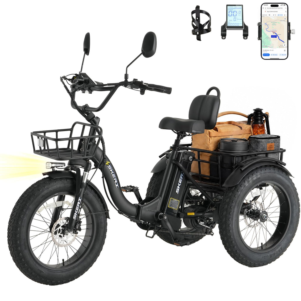 750W Folding Fat Tire Electric Tricycle with Basket K17642
