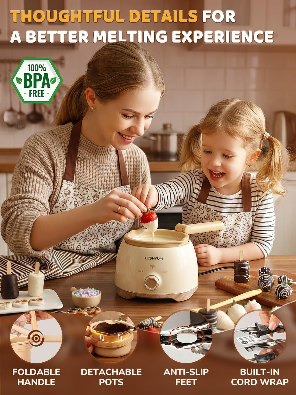 Electric Chocolate Melting Pot with 2 Insert Pots N5361
