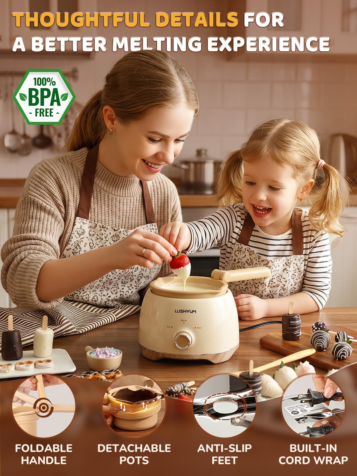 Electric Chocolate Melting Pot with 2 Insert Pots N5361
