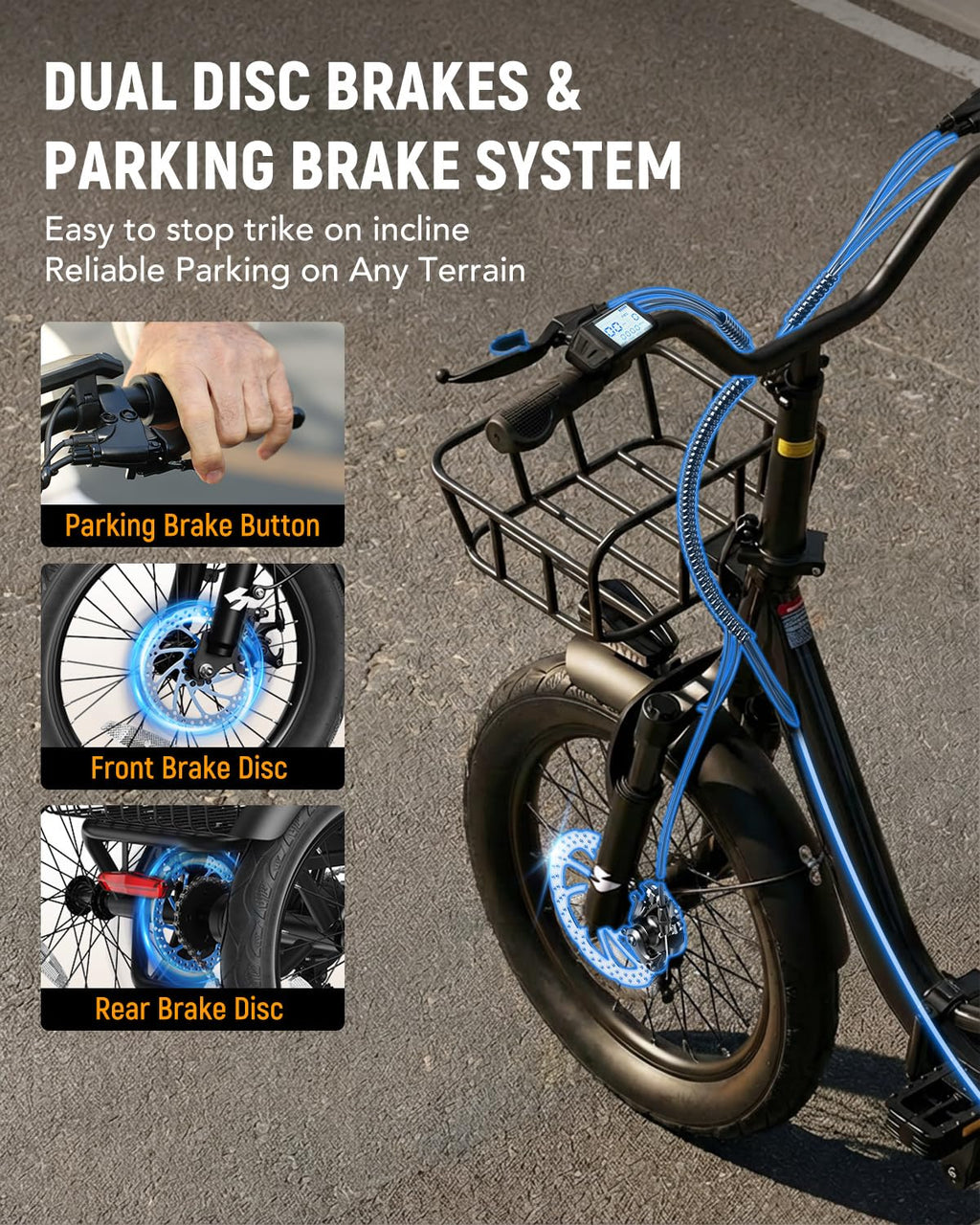 Electric Tricycle for Adults, 18"x3.0" Folding Step-Thru E Trike with 1200W Brushless Motor 48V 499.2Wh Removable Battery I313093