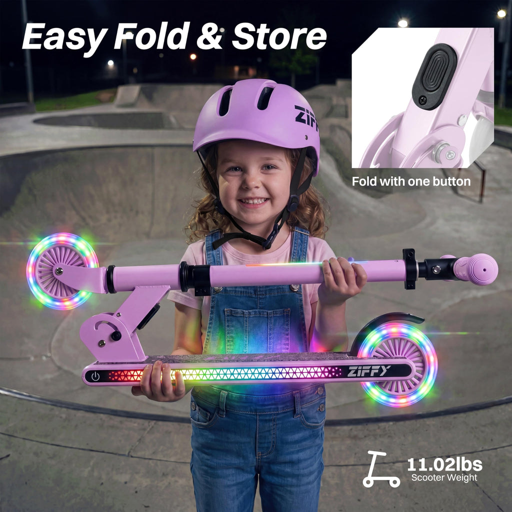 Light Up 2 Wheel Foldable Kids Kick Scooter with Adjustable Height C8322