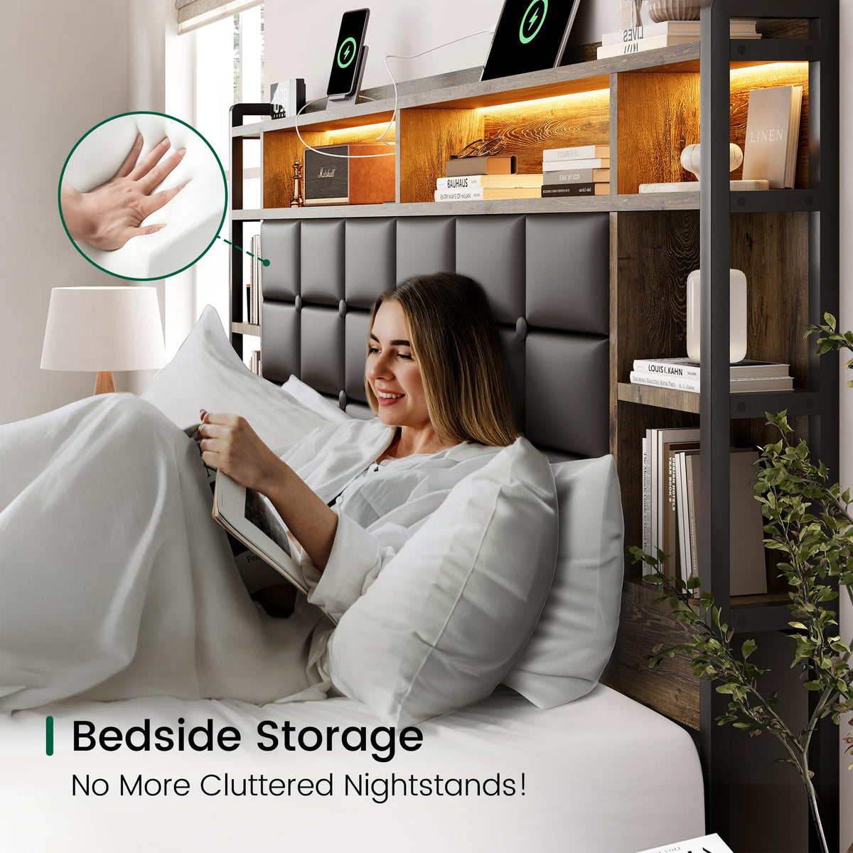 Queen Size Wooden Bed Frame with Storage Drawers U159