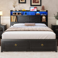 Queen Size Wood Bed Frame with Storage Headboard and 4 Drawers Z89156