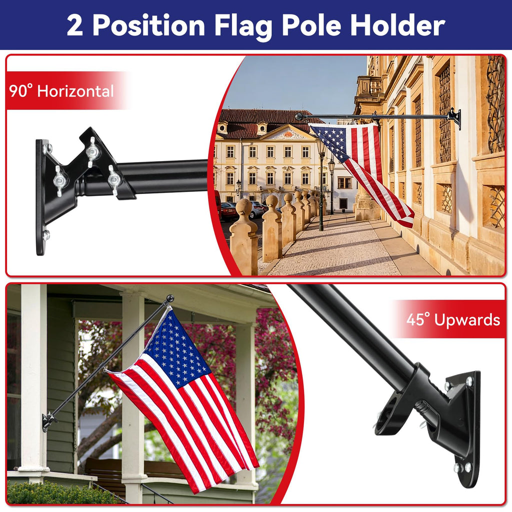 5ft Heavy Duty Black Flag Pole Kit with Holder M1025