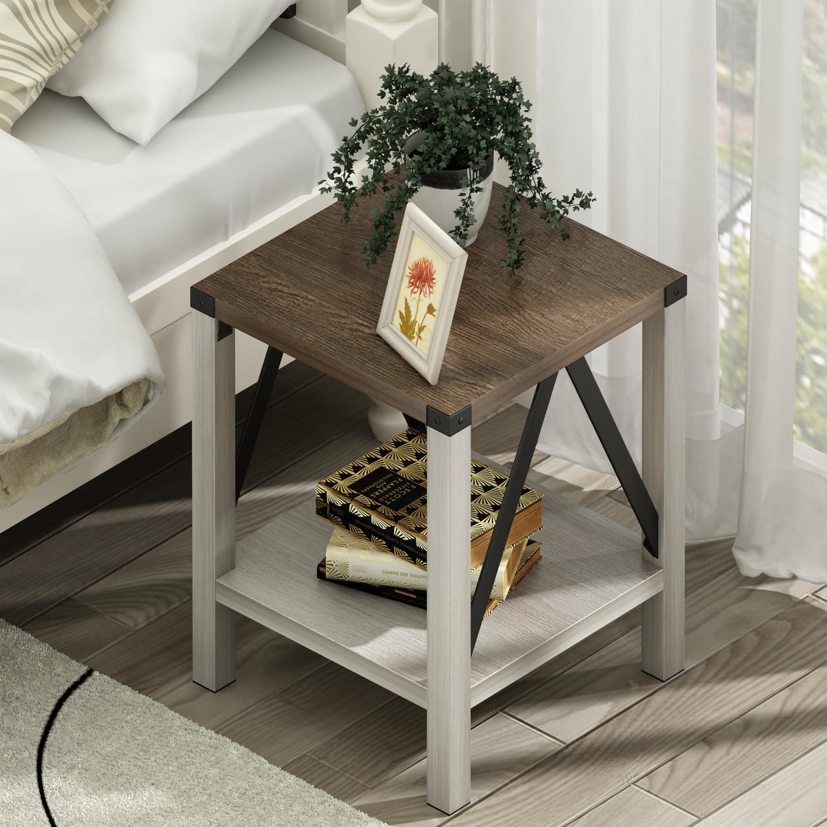 End Table Set of 2 with Storage Shelf C9582