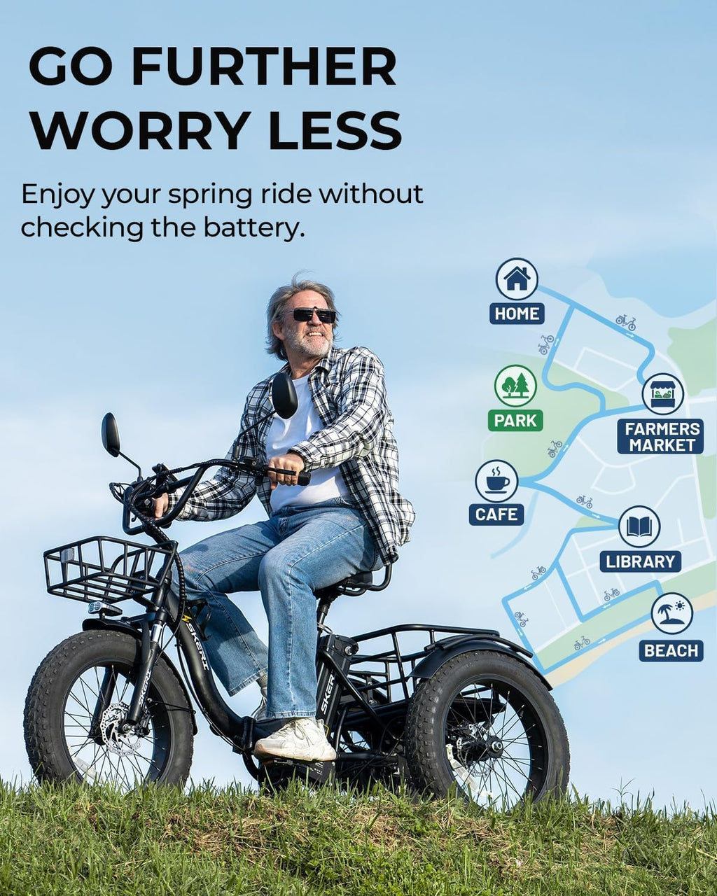 750W Folding Fat Tire Electric Tricycle with Basket K17642