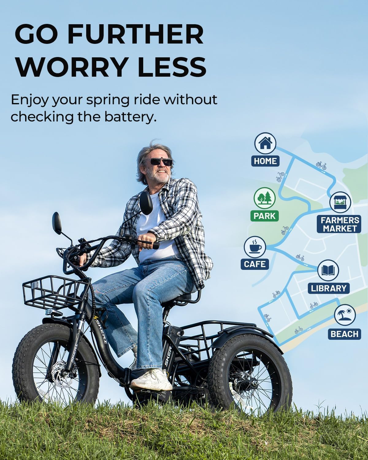 750W Folding Fat Tire Electric Tricycle with Basket K17642