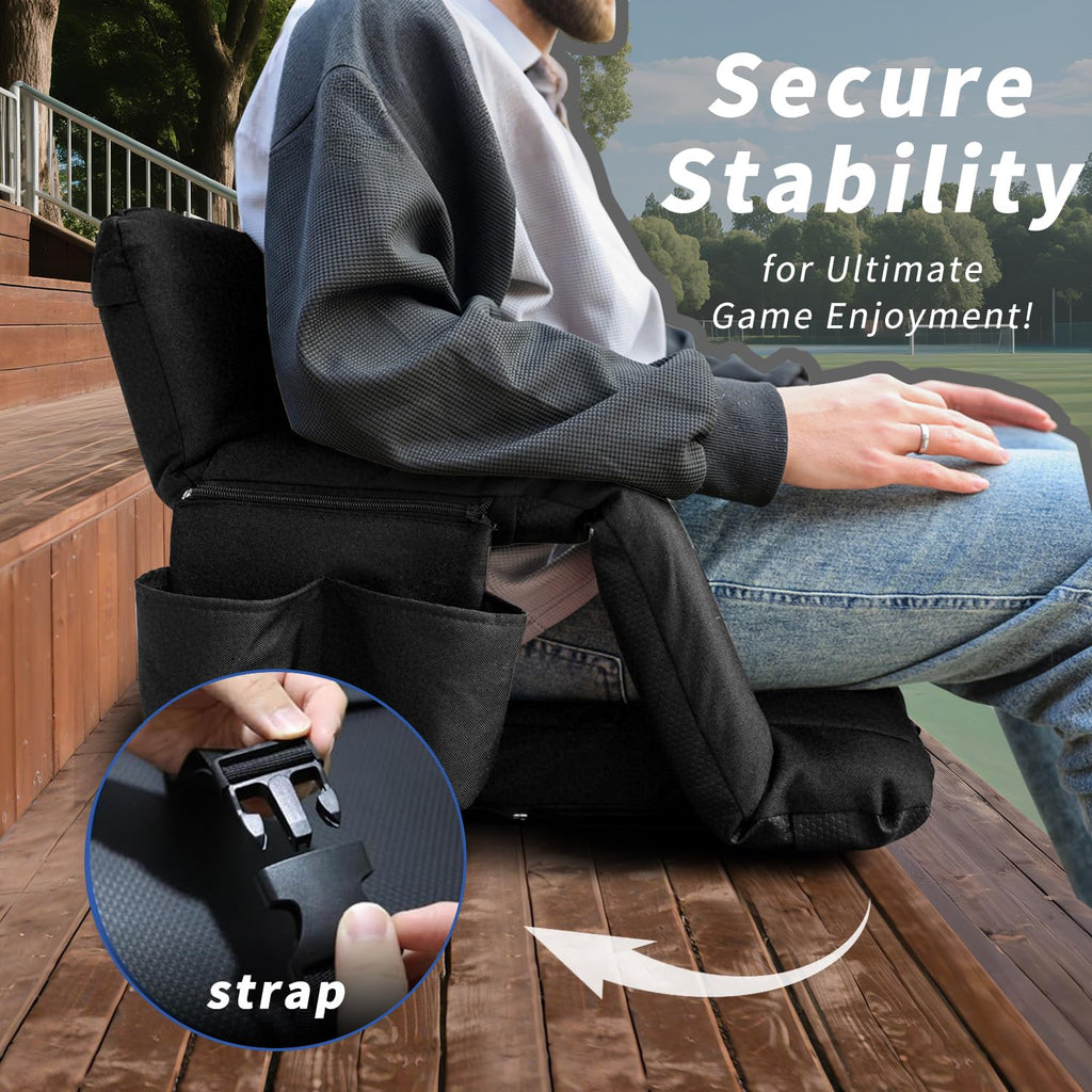 Black 25" Wide Stadium Seat with Back Support F46940