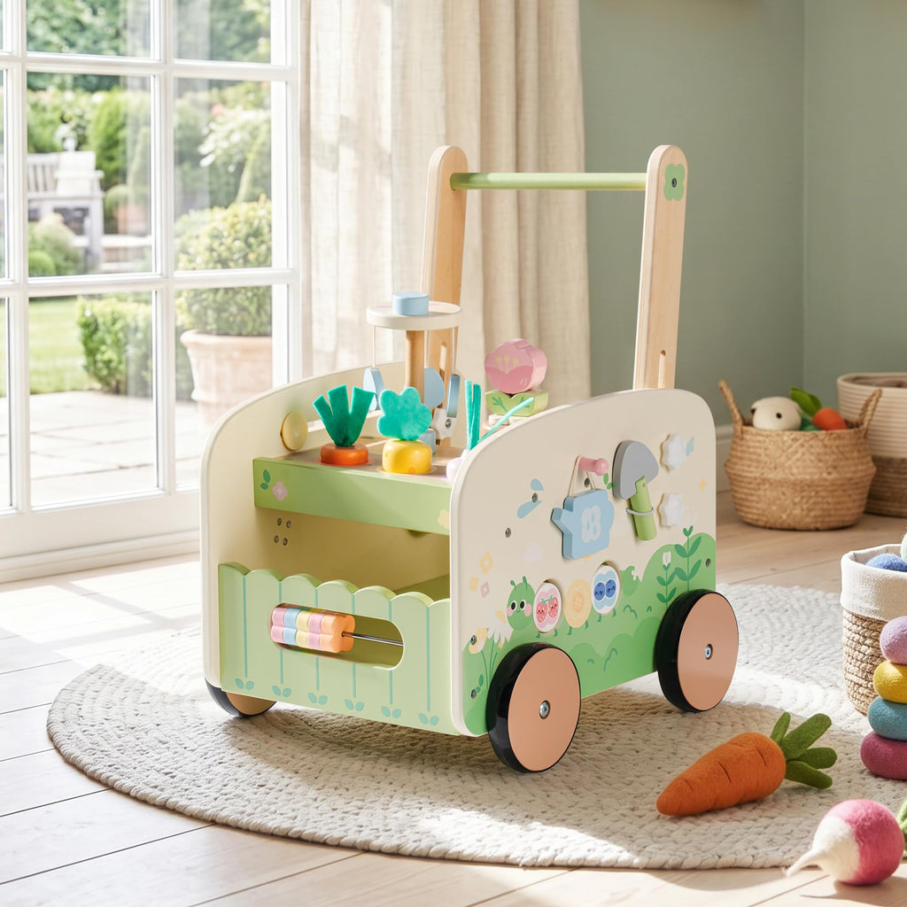 Wooden Baby Walker, 10-in-1 Activity Center Toys, Green K888405