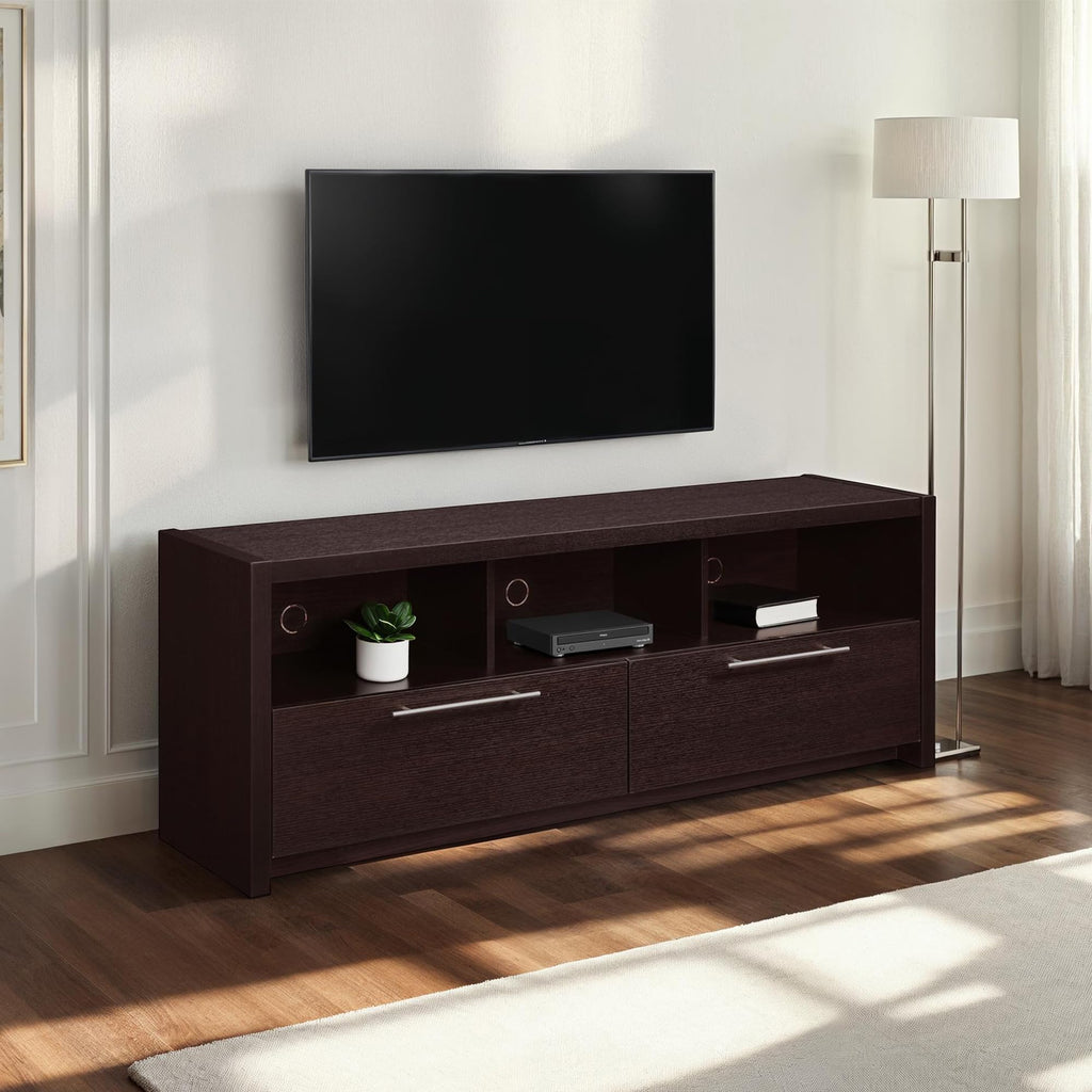Espresso TV Stand with Storage Cabinets & Shelves B3989