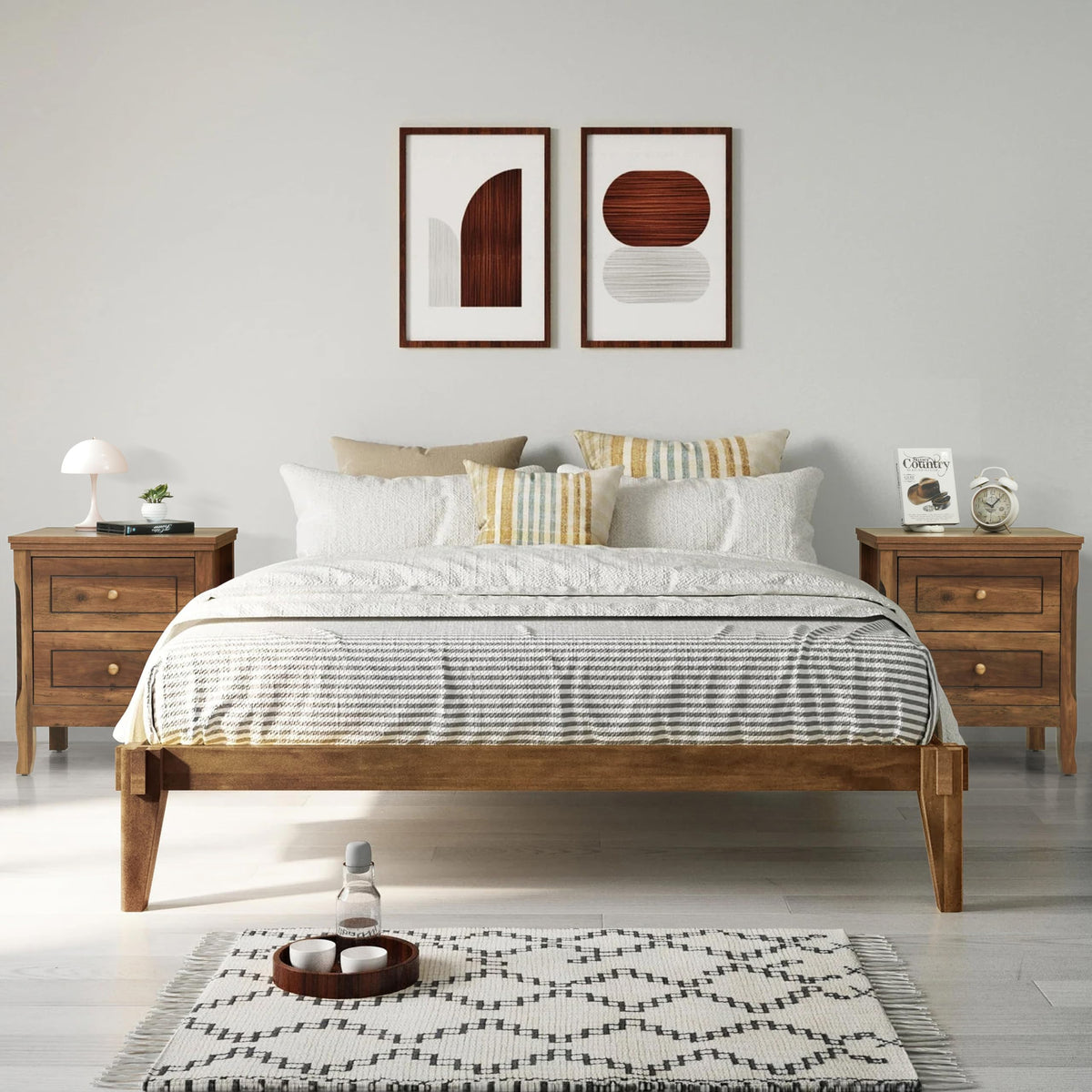 2 Drawer Wood Nightstand Set of 2 D82680