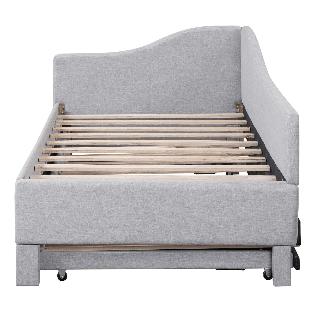 Twin Size Linen Upholstered Daybed with Pop up Trundle M206668