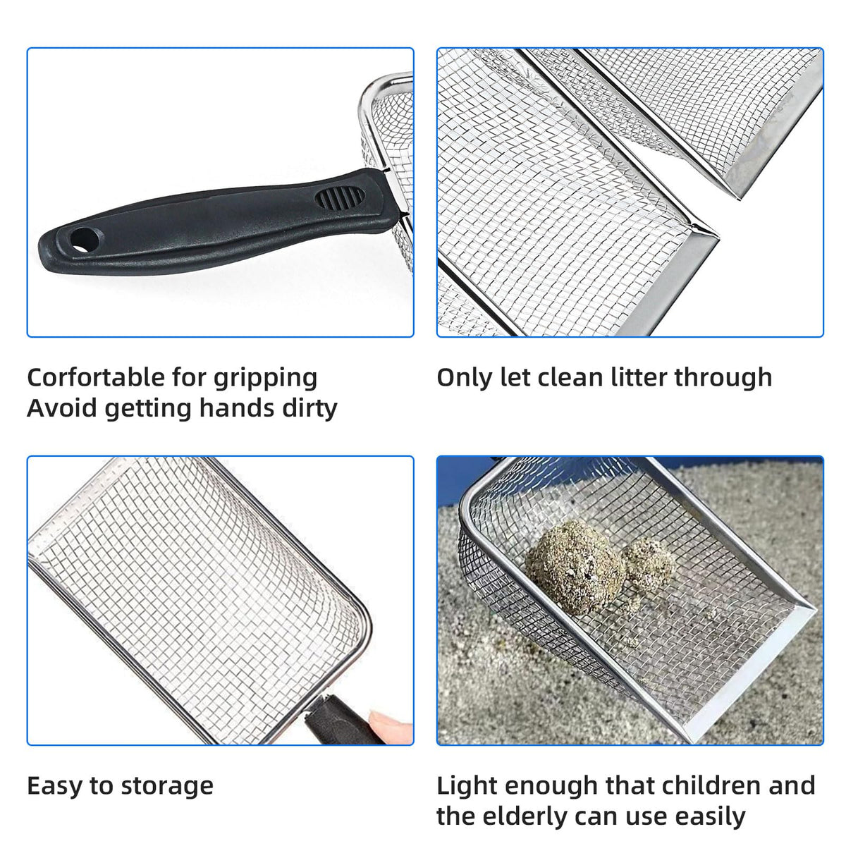 Stainless Steel Mesh Cat Litter Scoop 2.8mm Hole Z550