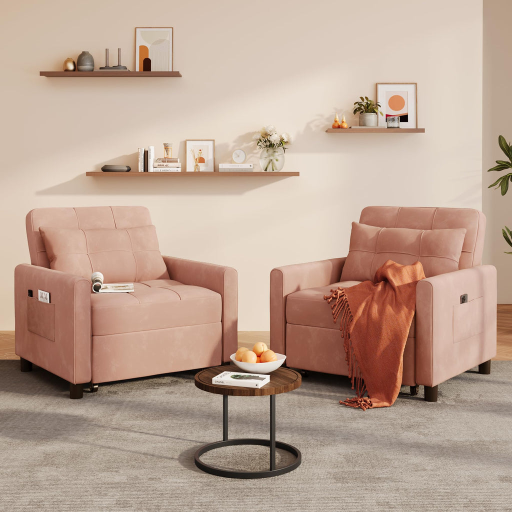 Pink Convertible Sleeper Chair Sofa Bed G25602