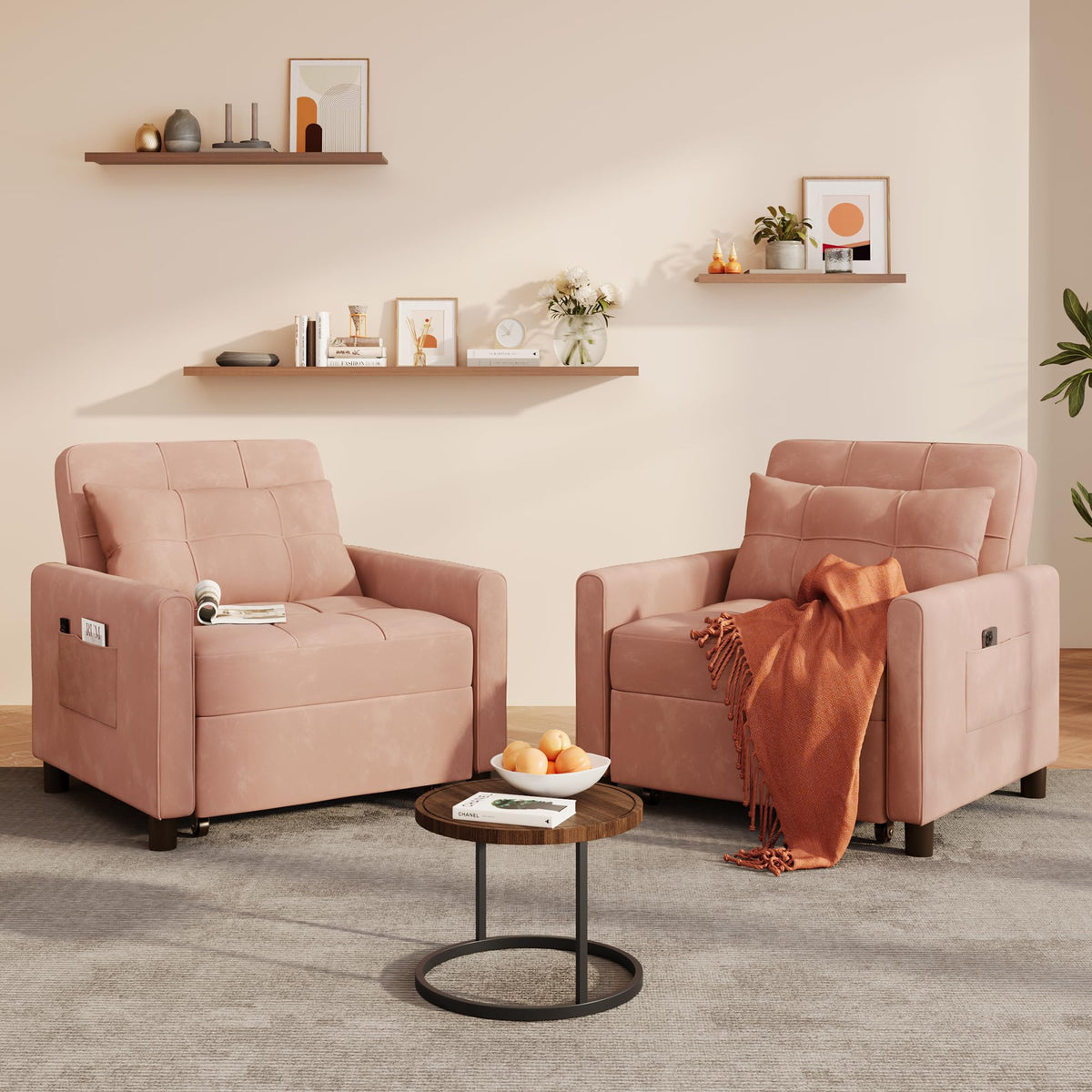Pink Convertible Sleeper Chair Sofa Bed G25602