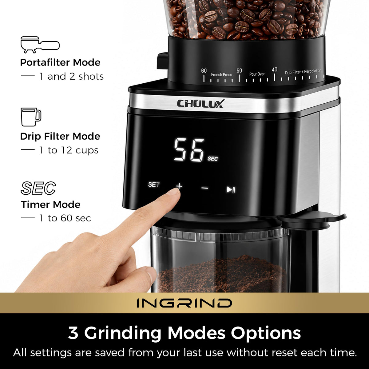 Espresso Machine with Conical Burr Coffee Grinder U994619