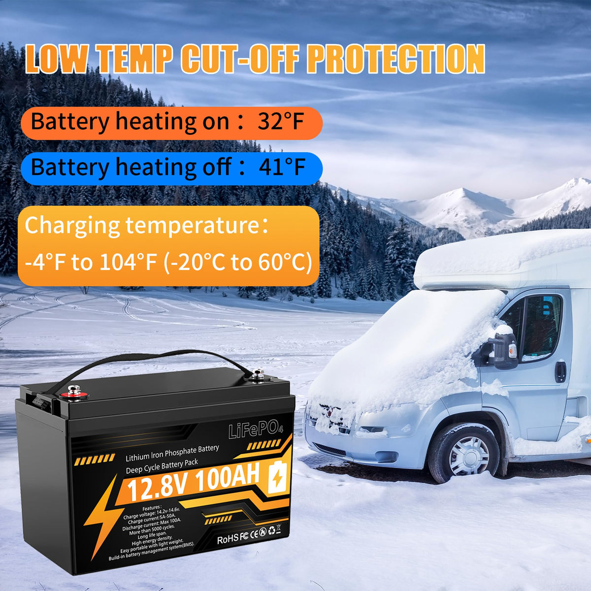 12V 100Ah LiFePO4 Deep Cycle Battery K21349