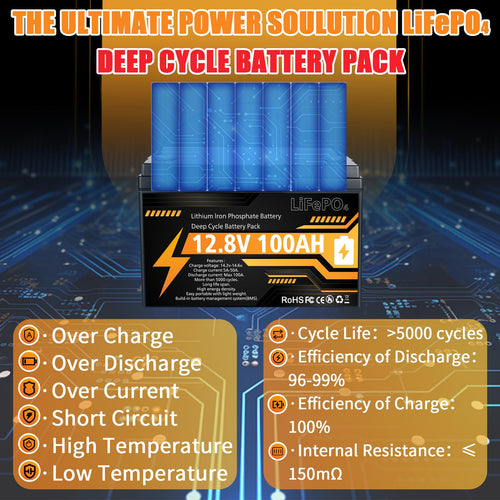 12V 100Ah LiFePO4 Deep Cycle Battery K21349